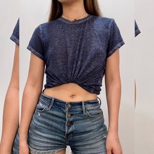 A&F Textured-Knit Tee - XS / Blue